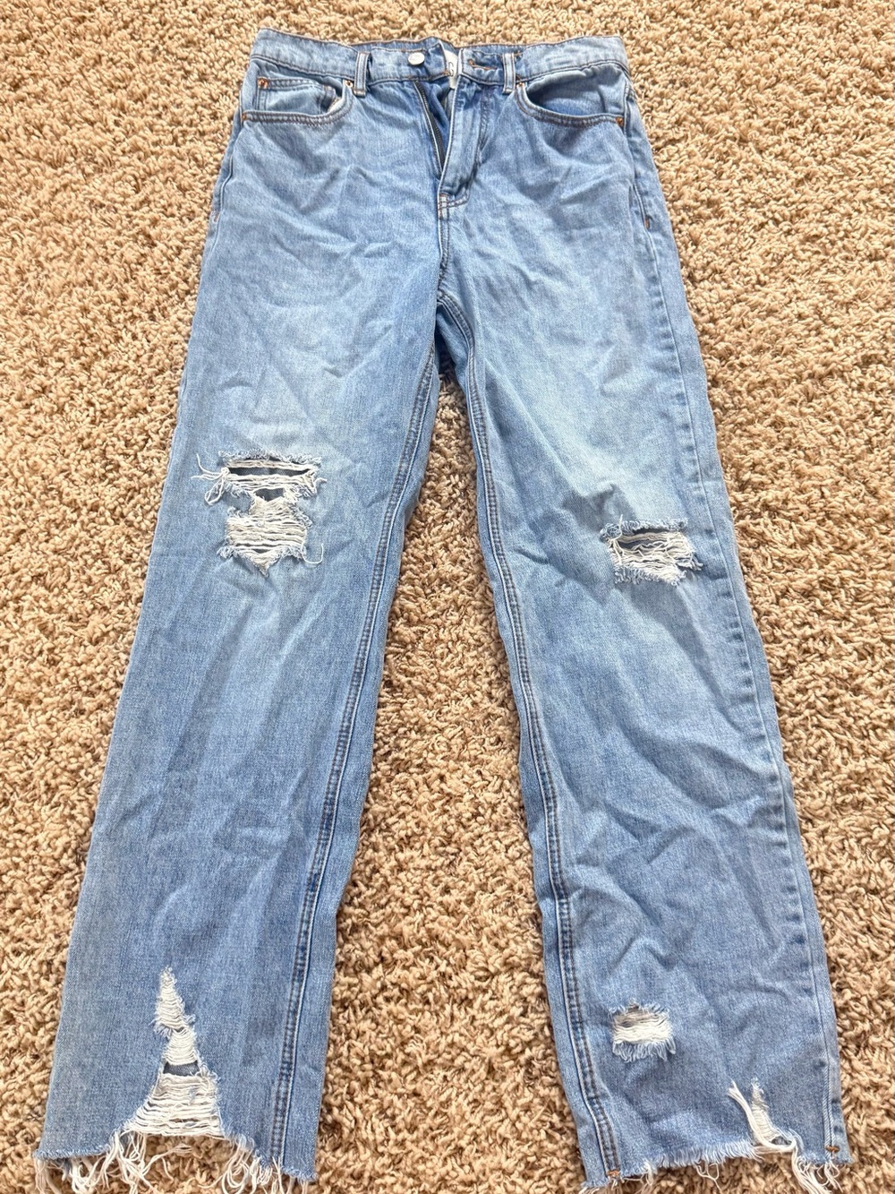 BDG Cowboy Jeans Women’s 28 Light Wash Distressed Straight Leg Raw Hem